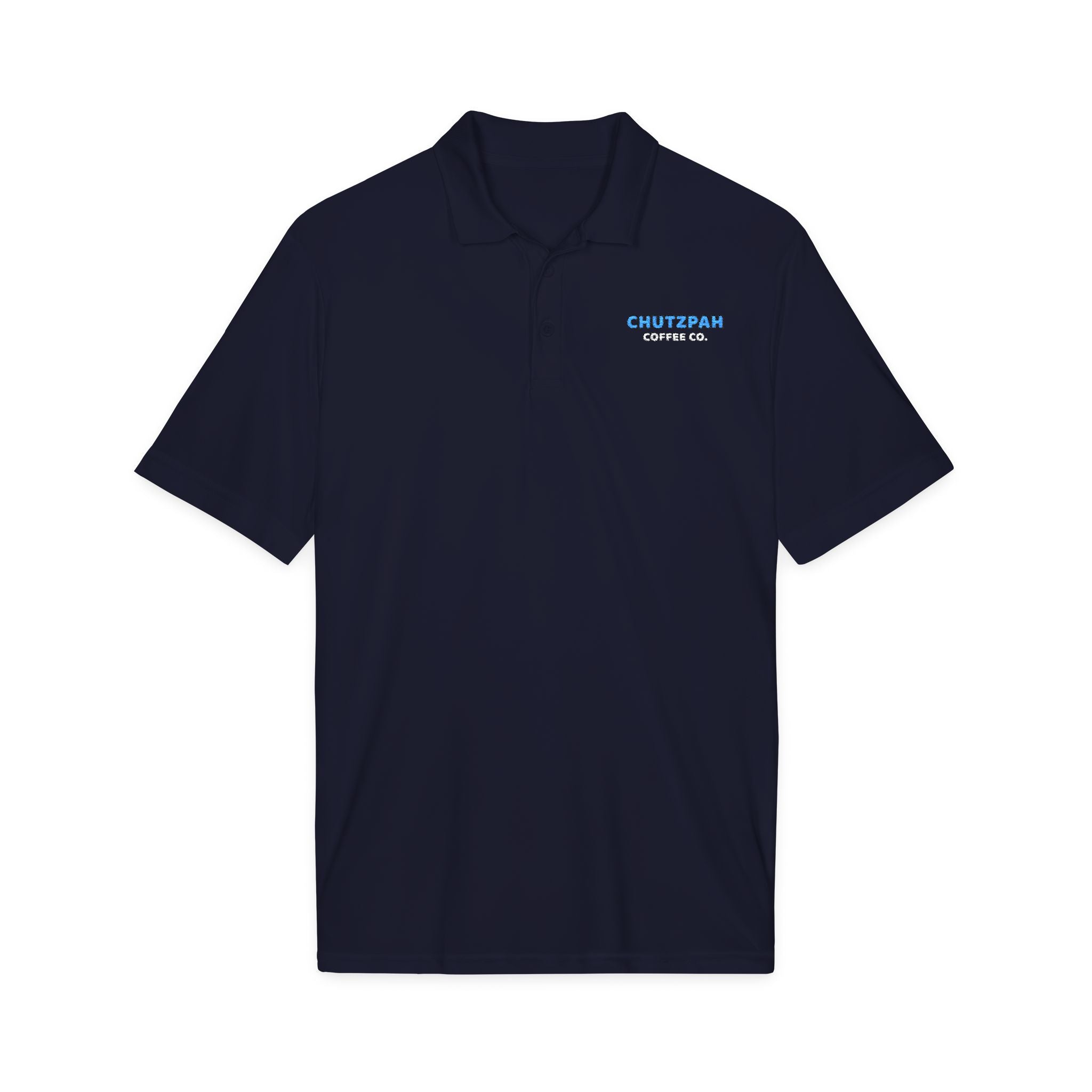 Chutzpah Coffee Branded Polo - Blue and White - Chutzpah Coffee Co.