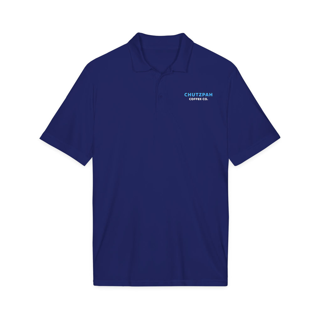 Chutzpah Coffee Branded Polo - Blue and White - Chutzpah Coffee Co.