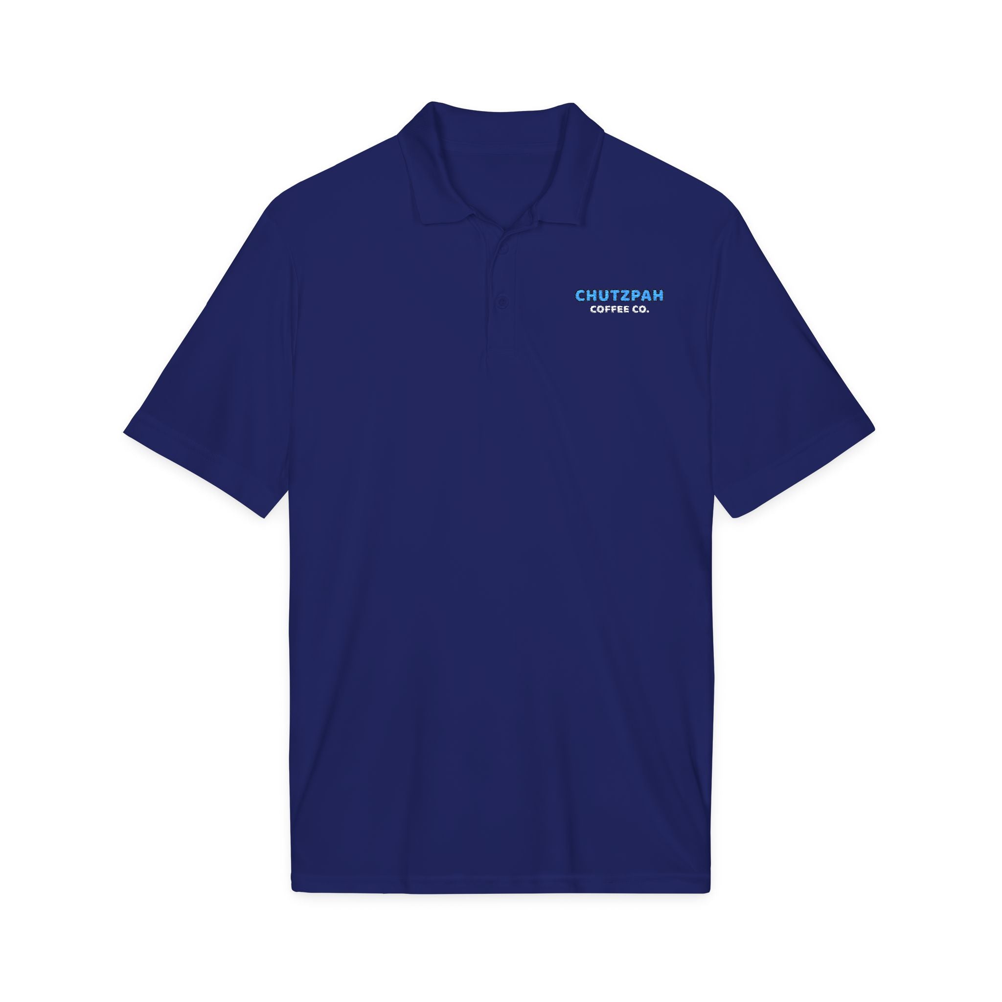 Chutzpah Coffee Branded Polo - Blue and White - Chutzpah Coffee Co.