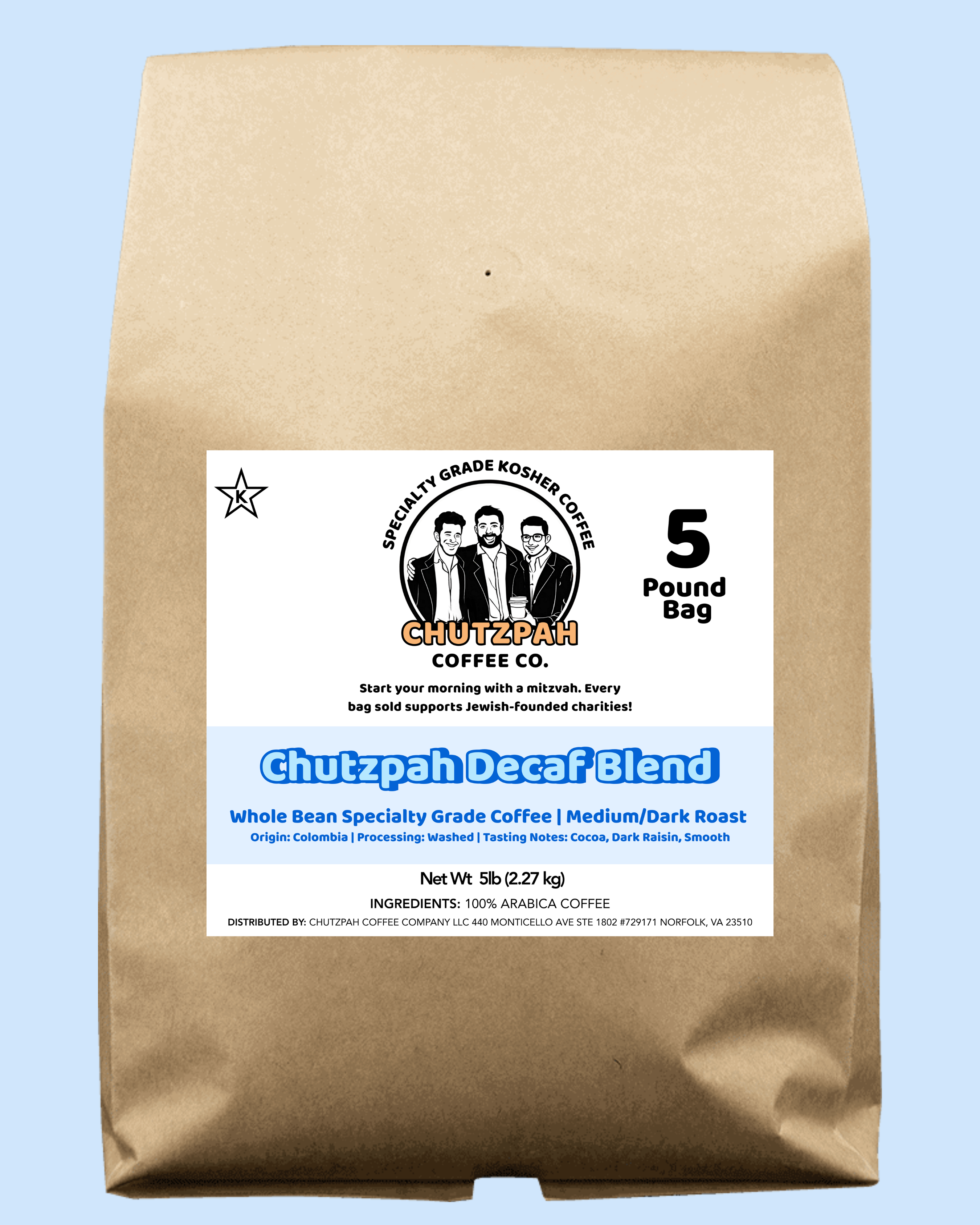 Chutzpah Decaf Blend - 5lb Bag - Chutzpah Coffee Co.