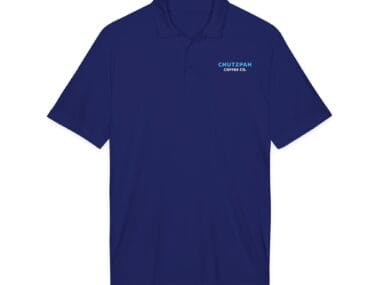Chutzpah Coffee Branded Polo - Blue and White